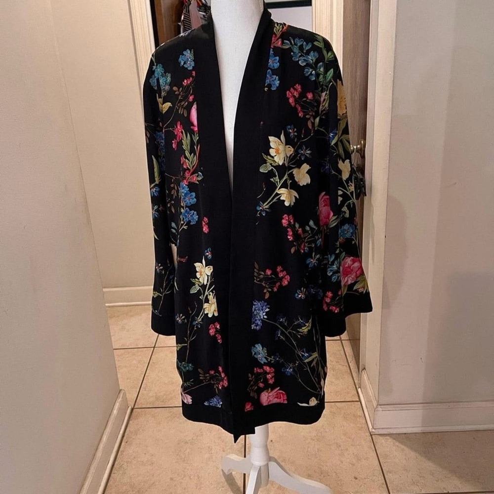 Floral Kimono Jacket that is reversible to black